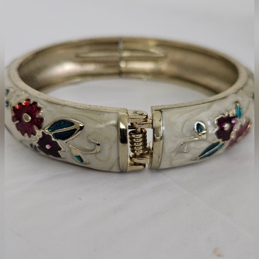 Cloisonne Hinged Bracelet - Picture 2 of 5